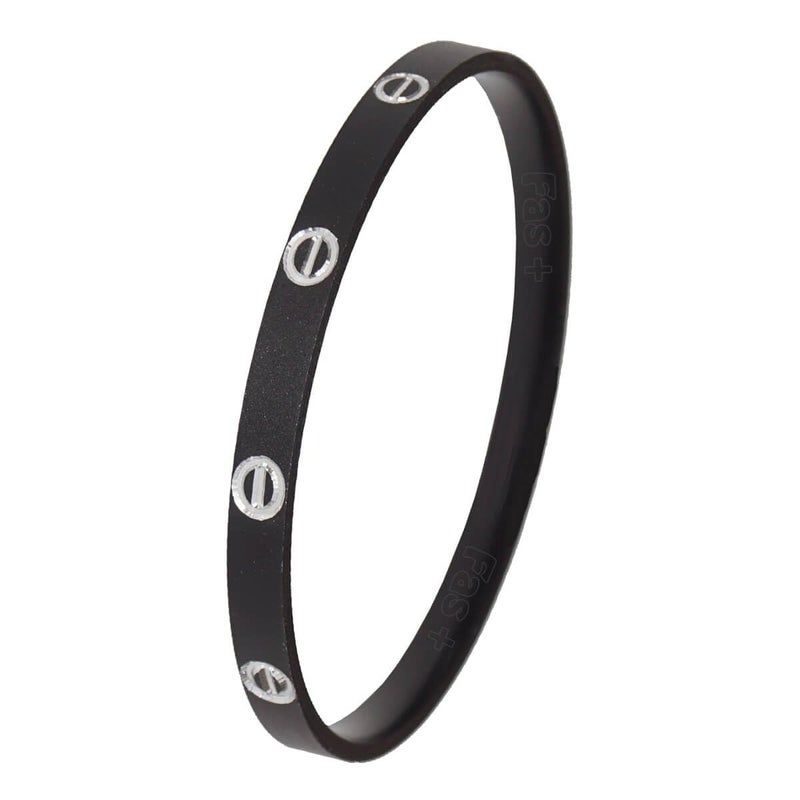 fas + 6 مم سليم مضمون أسود وفضي مقاوم للماء خفيف الوزن سوار كادا للرجال للاستخدام اليومي - الحجم XL كبير - Image 2