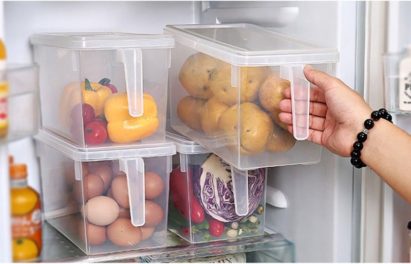 Eanpet Large Fridge Organizer Food Storage Containers Stackable Refrigerator Organizer Bins with Lids Clear Plastic Organizer Square Produce Saver for Fruits,Vegetable,Meat(Set of 4 Pack) - Image 4