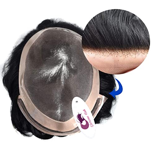 Glorious Hub PREMIUM LACE 9x6 Natural Front Hairline Patch for Men | 100% Remy Human Hair Wig | Real and Discreet Hairline Toupee | Durable Mono Base with Fine Lace Hybrid System | Can be Fix with Hair Patch Clips, Tape or Glue | Natural Brown Shade | - Image 2