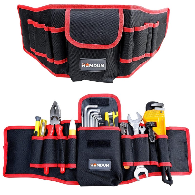 Homdum Homdum 20 Inch Tool Belt Durable MultiPocket Waist Canvas tool Storage Bag Adjustable Length 20 inch Black Handsfree Carry Organizers for Electricians and RepairmanyellowBlack  - Image 1