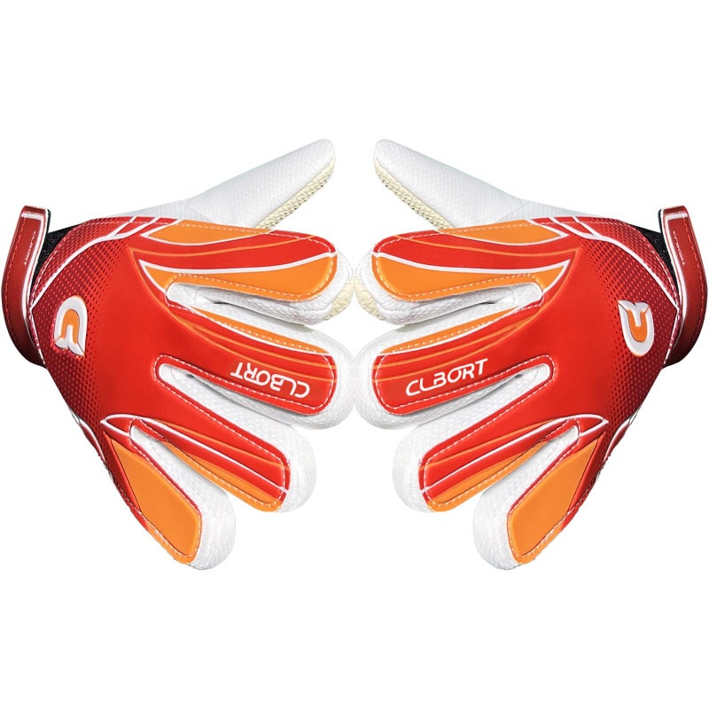 Clbort Soccer Goalie Gloves Youth Kids, Goalkeeper Gloves with Super Grip Palms, Anti-Slip Soccer Gloves, Double Wrist Protection (Red, 7) - Image 1