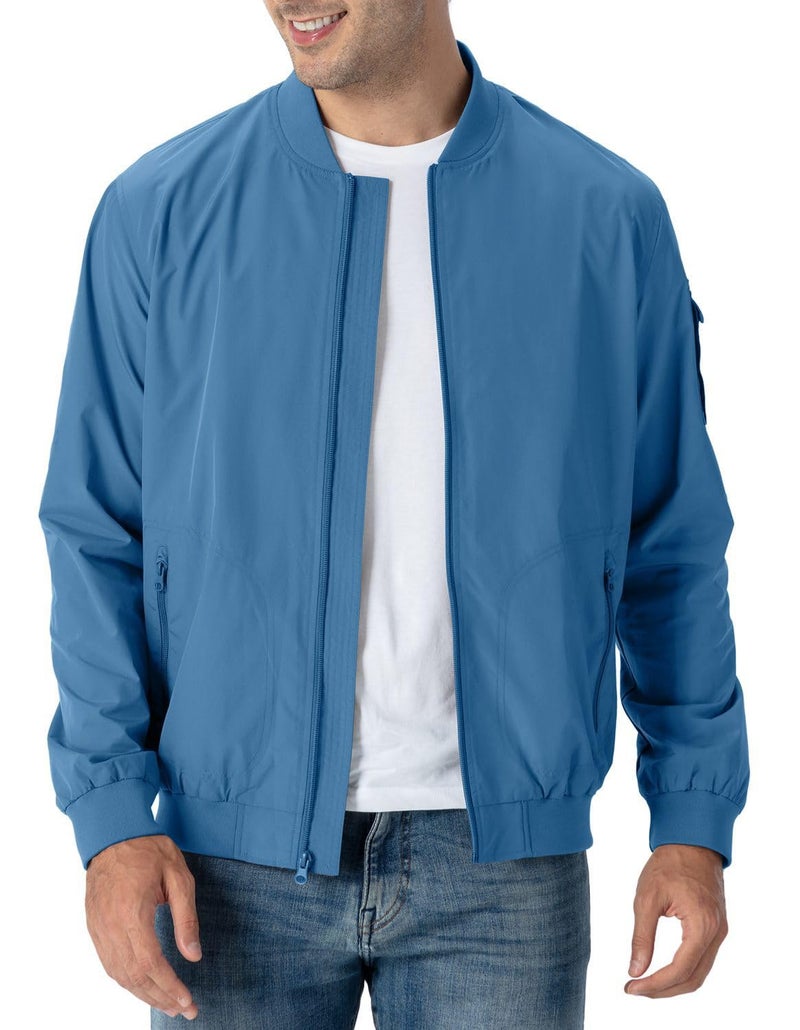 Rdruko Mens Lightweight Bomber Jacket Windproof Casual Fashion Windbreaker JacketDenim Blue US XXL