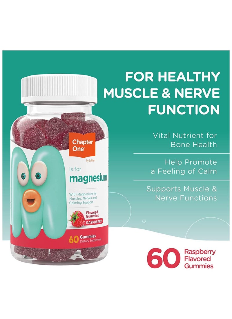 Chapter One - M Is for Magnesium For Muscles Nerves and Calming Support Raspberry flavor - 60 Gummies - Image 1