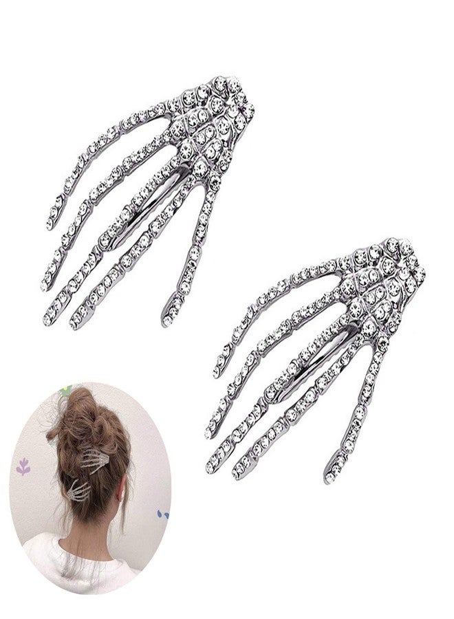 Sisadodo Halloween Costumes Hair Clips Accessories - Rhinestone Skeleton Hand Hair Clip Bone Hair Claws Barettes Pins Birthday Christmas Party CosplayGifts for Women Girls - Image 1