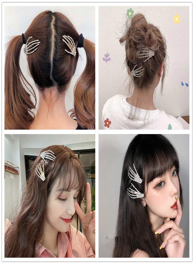Sisadodo Halloween Costumes Hair Clips Accessories - Rhinestone Skeleton Hand Hair Clip Bone Hair Claws Barettes Pins Birthday Christmas Party CosplayGifts for Women Girls - Image 4