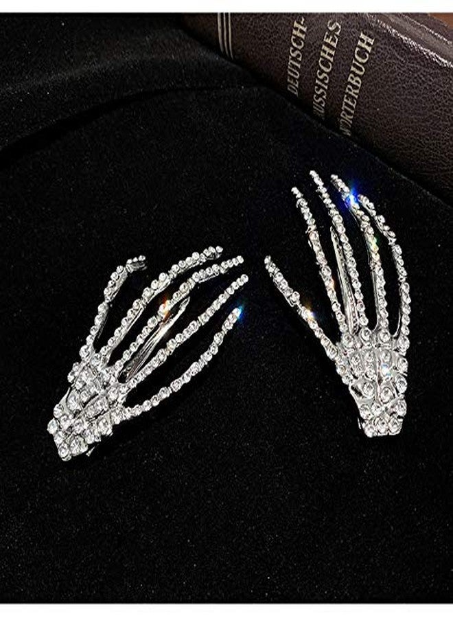 Sisadodo Halloween Costumes Hair Clips Accessories - Rhinestone Skeleton Hand Hair Clip Bone Hair Claws Barettes Pins Birthday Christmas Party CosplayGifts for Women Girls - Image 2