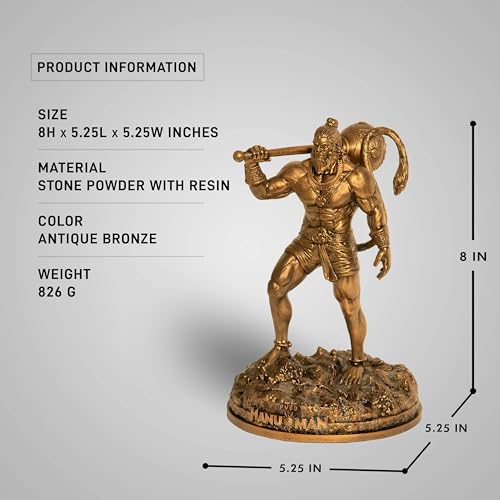 SILAII Hanu-Man Official Movie Merchandise | Hanuman Murti | Hanuman Idol Sculpture (8 Inch), Antique Bronze - Image 2