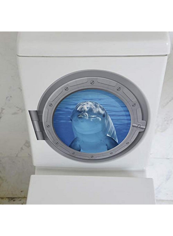 BooDecal 11 x 11 inch Cute Dolphin Undersea Series Porthole Fake Window Removable Wall Decals Swimming Sea Fish Waterproof Wall Stickers for Childrens Playroom Nursery Bathroom - Image 5