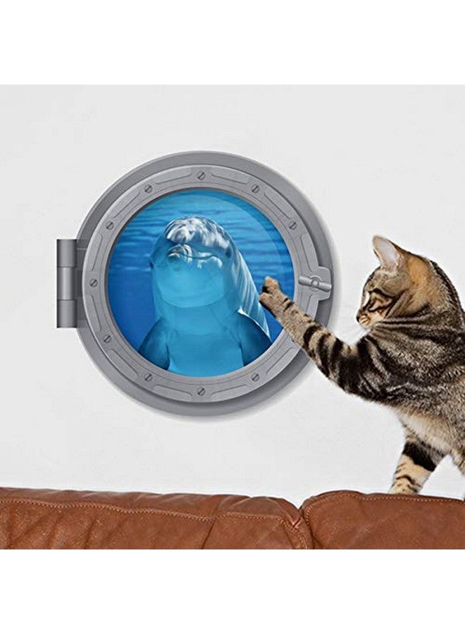 BooDecal 11 x 11 inch Cute Dolphin Undersea Series Porthole Fake Window Removable Wall Decals Swimming Sea Fish Waterproof Wall Stickers for Childrens Playroom Nursery Bathroom - Image 2