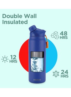 Milton Milton 32 oz Stainless Steel Thermos Water Bottle with Magnetic Straw Lid, Double Walled Vacuum Insulated Flask, Keeps Drinks Hot for 12 Hours, Cold for 24 Hours, Leakproof Design for Travel, Turk  - Image 2