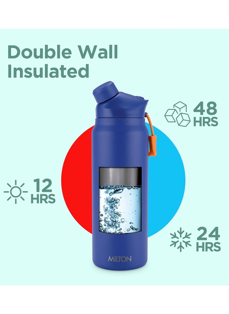 Milton Milton 32 oz Stainless Steel Thermos Water Bottle with Magnetic Straw Lid, Double Walled Vacuum Insulated Flask, Keeps Drinks Hot for 12 Hours, Cold for 24 Hours, Leakproof Design for Travel, Turk  - Image 2