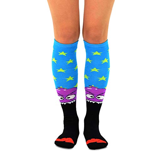 TeeHee Socks TeeHee Novelty Knee High Fun Socks for Women and Junior Halloween 5-Pair (Skull Varsity Pirate Monster) - Image 3