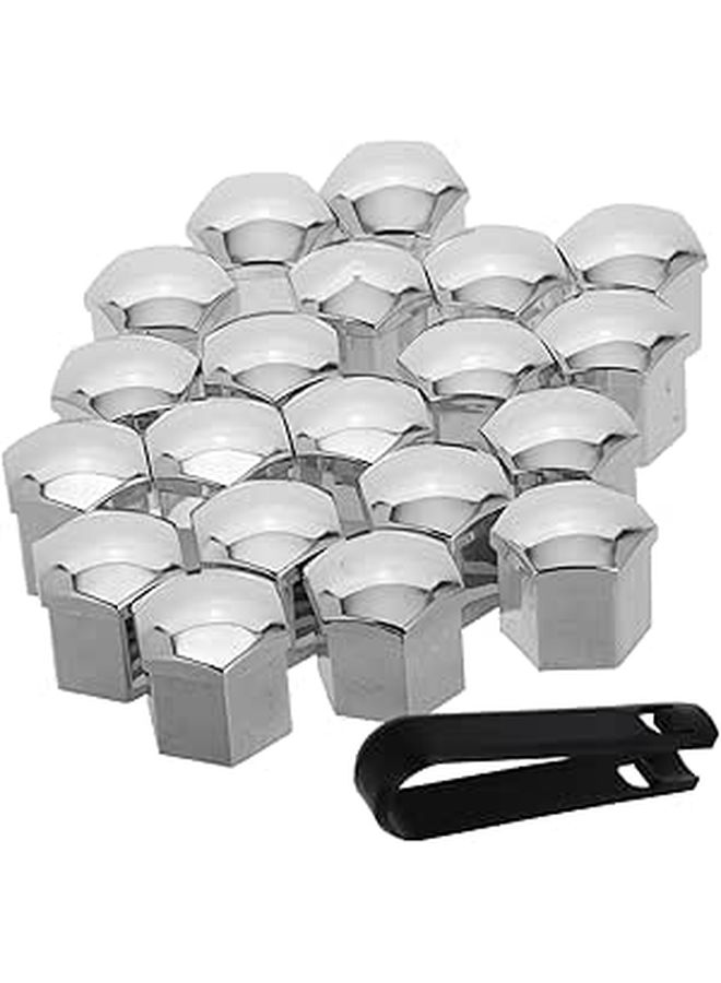 20 Pcs Wheel Hub Covers Nut Protection Covers Chrome Finish Universal Fit For Various Car Models - Image 1