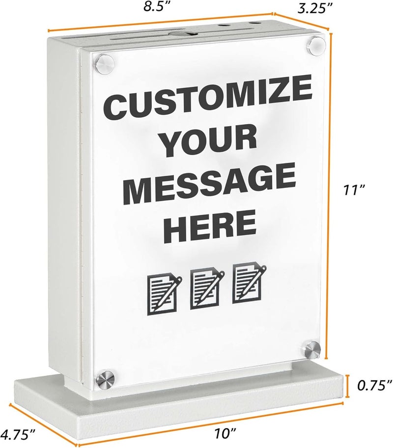 PHOCAR Large Suggestion Box With Slot and Lock - Metal Wall Mounted Ballot Box, Donation Case, Safe Lock Tip Jar For Fundraising, Hotel, Bar and School Voting Use (White, 10'' x 4.75'' x 12.5'') - Image 5