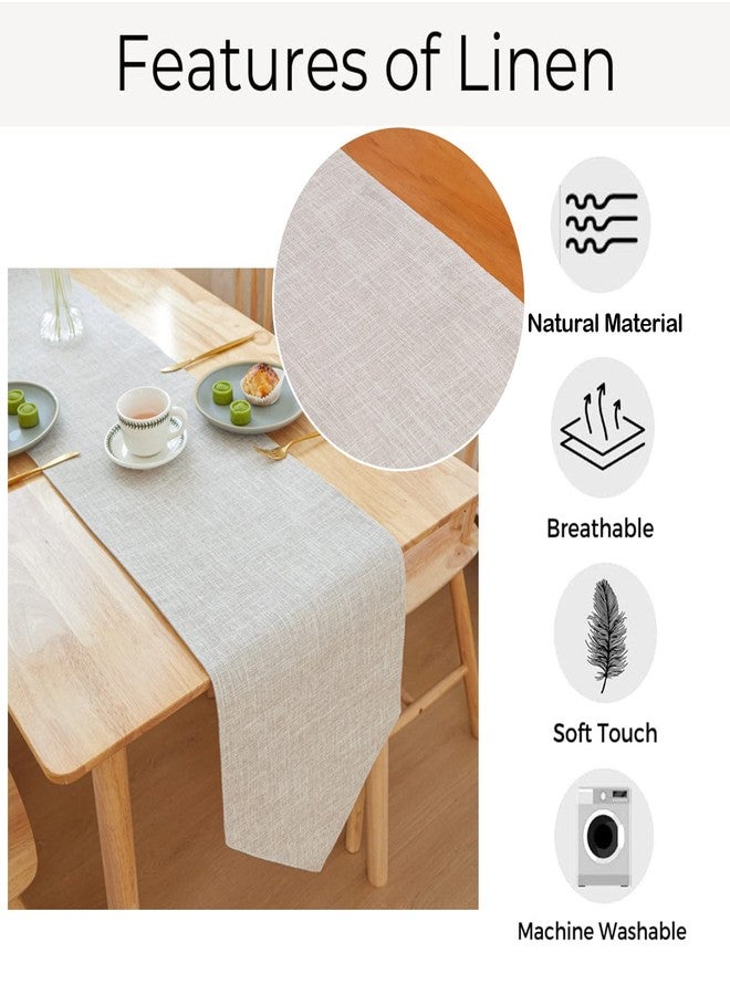 Jeloris Burlap Farmhouse Cotton Linen Table Runner, Rustic Woven Solid Color Table Runner for Dining, Kitchen, Holiday, Halloween, Christmas, Party (12x70 inch, Beige) - Image 2