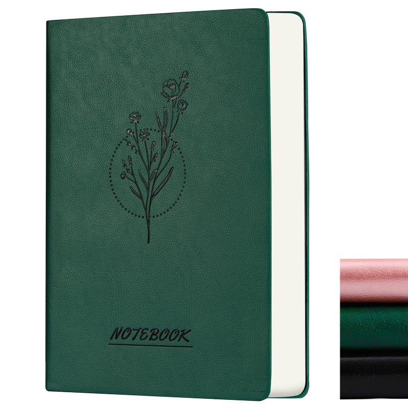 Fetinar Aesthetic Lined Journal Notebook for Women,300 Pages Softcover Leather Lined Journal Notebook,300 Pages Daily Journal, College Ruled Notebook for Work School, Note Taking 5.75''X8.38'' Green - Image 1