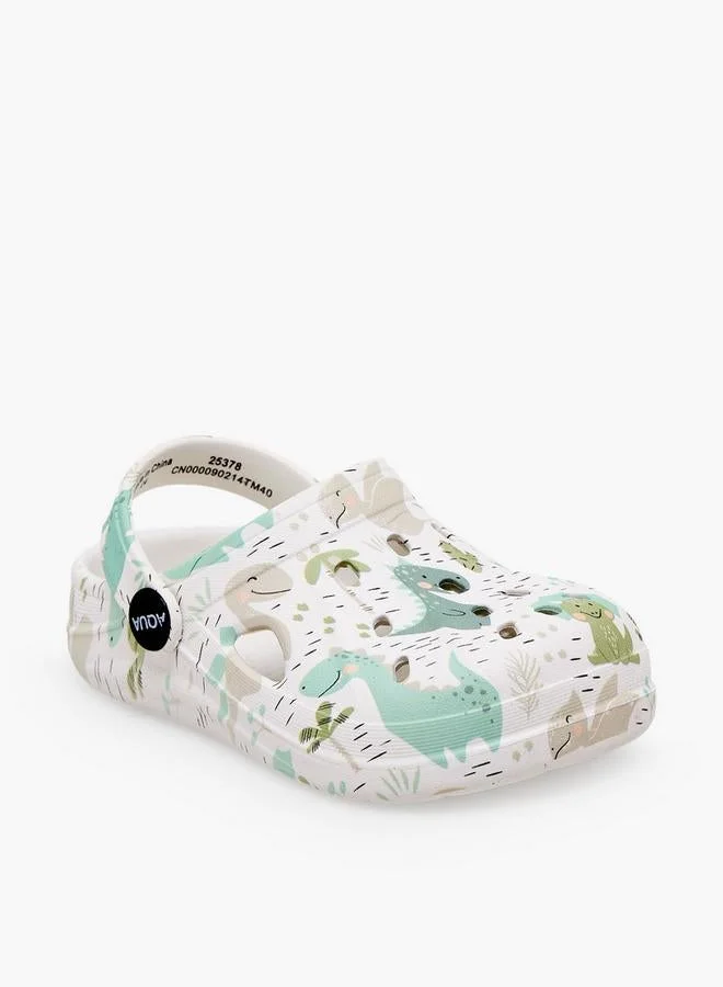 أكوا Boys Dinosaur Print Clogs