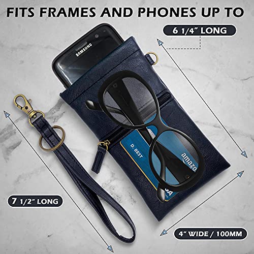 MyEyeglassCase Women soft sunglasses case squeeze top | soft eyeglass case zippered pocket | Passport Holder Smart phone Case | Wristlet Pouch (CT8W Black) - Image 5