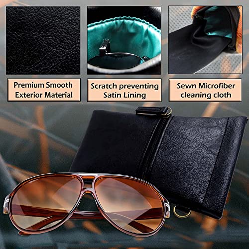 MyEyeglassCase Women soft sunglasses case squeeze top | soft eyeglass case zippered pocket | Passport Holder Smart phone Case | Wristlet Pouch (CT8W Black) - Image 4