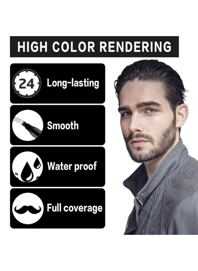 WiRinef Beard Pen, Beard Filler Pen, Sweat Proof Beards Pencil Gap Filler For Man, Lasting 24-hrs Natural Finish, Male Mustache Repair Waterproof Pencil Shaper, Barber Filling Marker with Brush - Black Color - Image 2