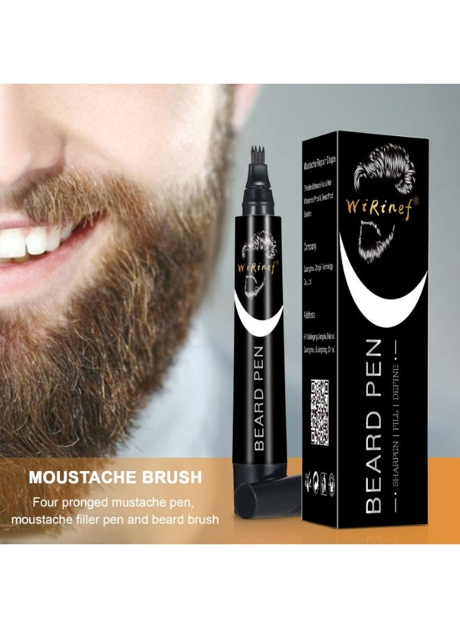 WiRinef Beard Pen, Beard Filler Pen, Sweat Proof Beards Pencil Gap Filler For Man, Lasting 24-hrs Natural Finish, Male Mustache Repair Waterproof Pencil Shaper, Barber Filling Marker with Brush - Black Color - Image 5