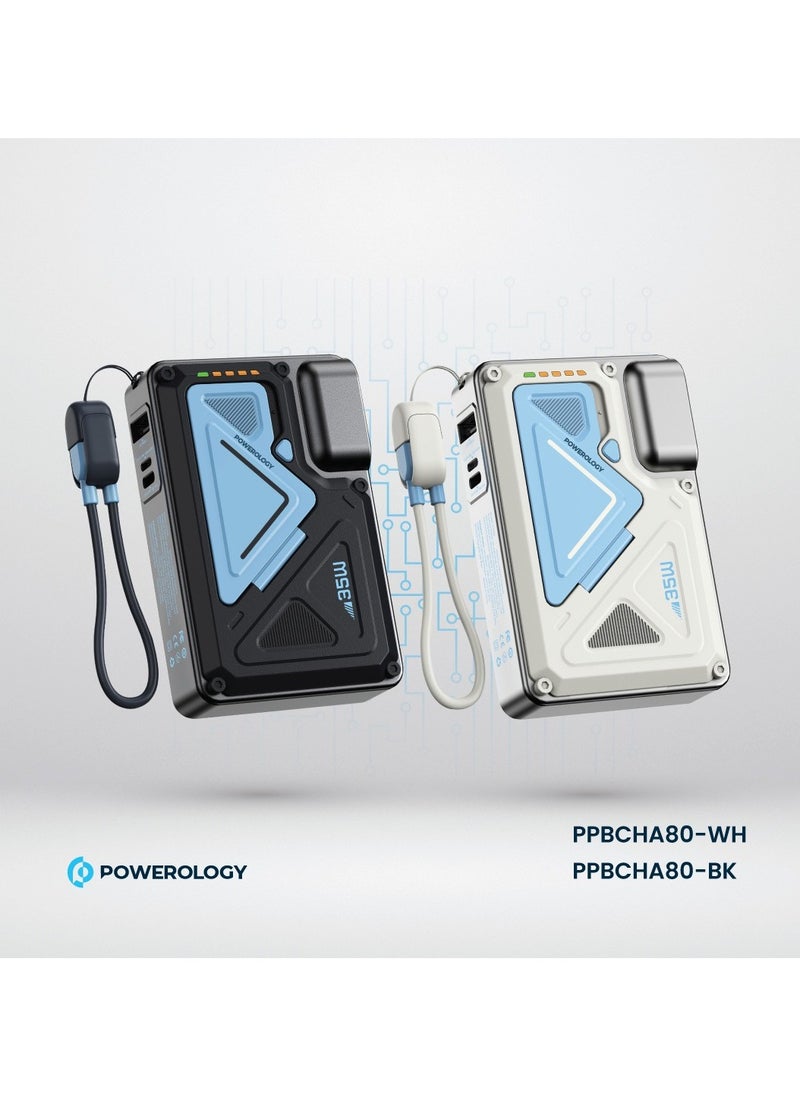 Powerology - 10000mAh MagSafe Power Bank PD 35W Fast Charging Wall Charger 10000 mAh with Built-in AC Plug & 15W Wireless Charging / USB-C to USB-C Wire / 4-Device Charging Powerbank / Lightning Input/Output / Simultaneous Charging - Black & Blue - Image 1