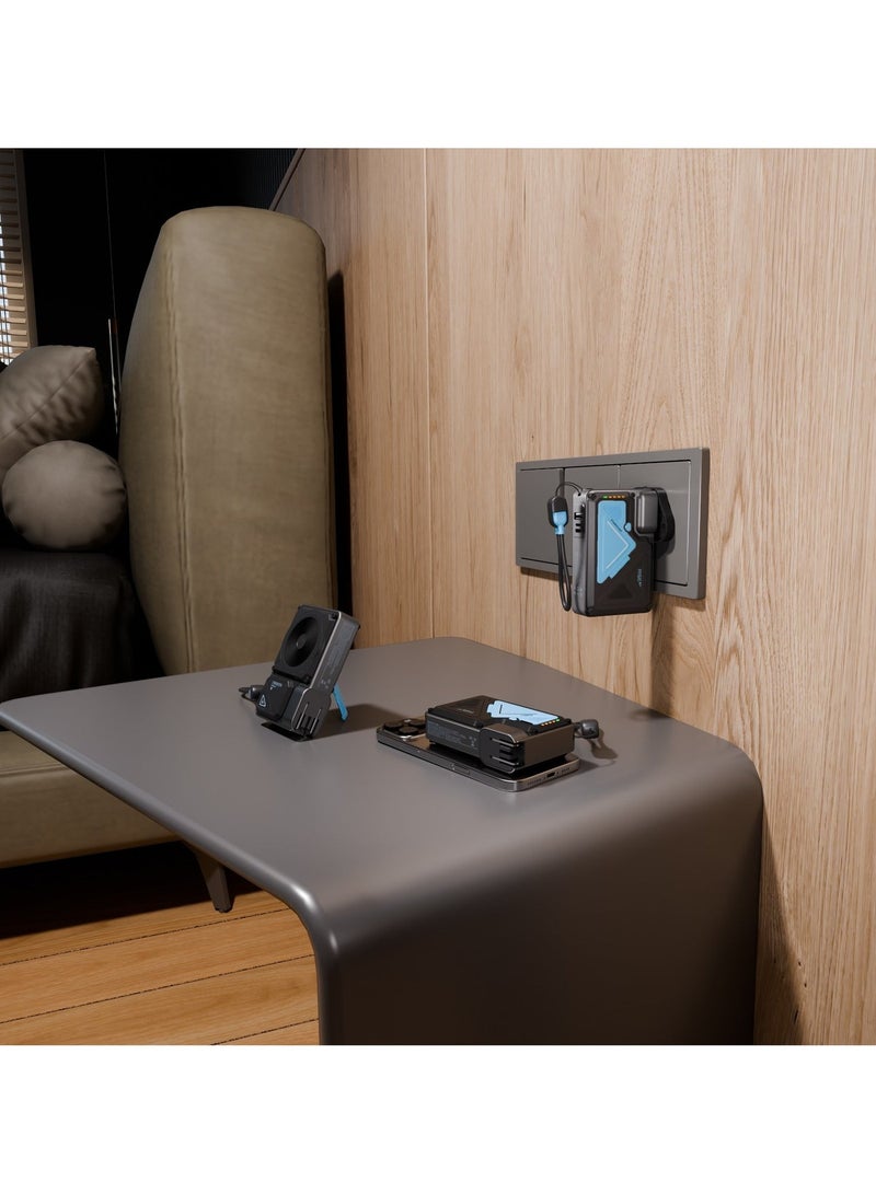 Powerology 10000mAh MagSafe Power Bank PD 35W Fast Charging Wall Charger 10000 mAh with Built-in AC Plug & 15W Wireless Charging, USB-C to USB-C Wire, 4-Device Charging Power Bank, Lightning Input/Output, Simultaneous Charging - Black & Blue - Image 2