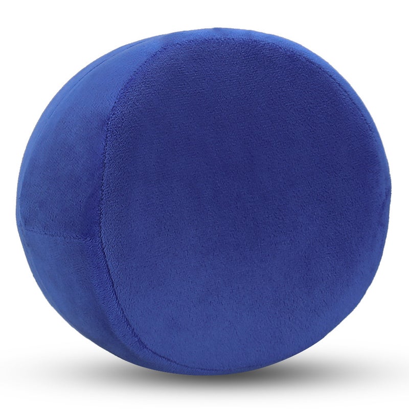 Memory Foam Orthopedic Leg Pillow Round sapphire blue flannel
