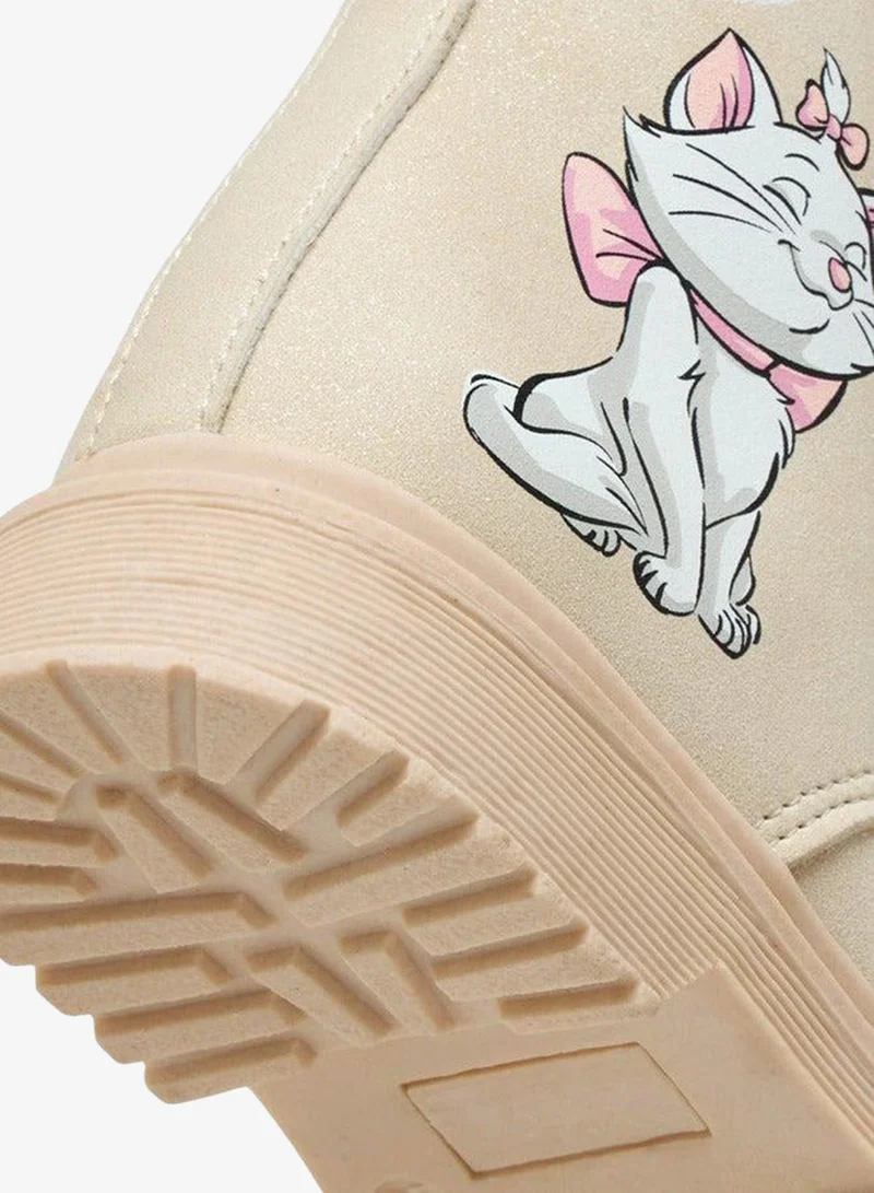 Disney BEIGE Marie Print Ankle Boots with Zip Closure and Pull Tabs for Women | Best Price UAE