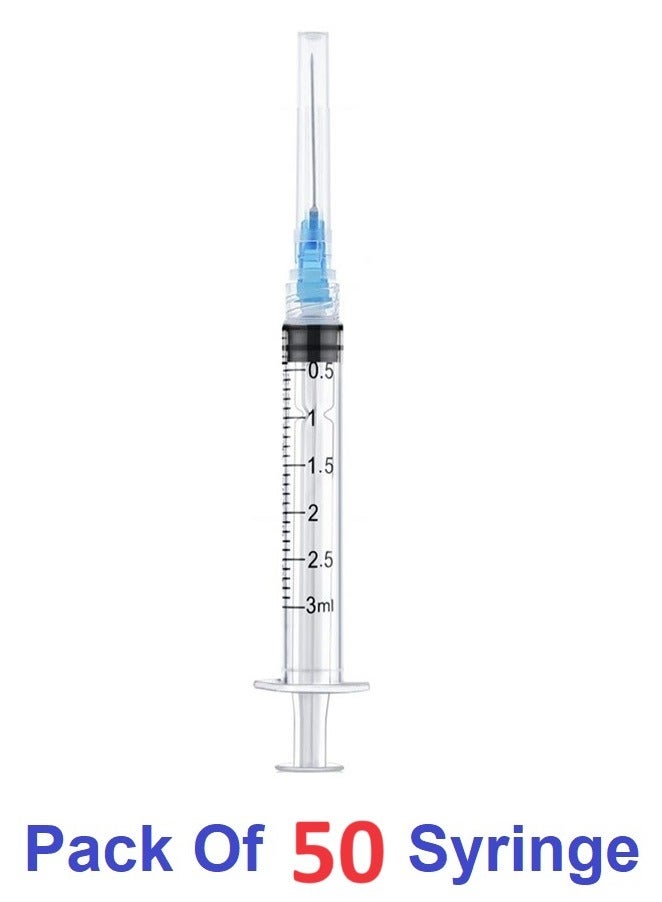Medical Disposable Syringe 3 ml With Needle, Individually Sealed (50 Pieces) - Image 1