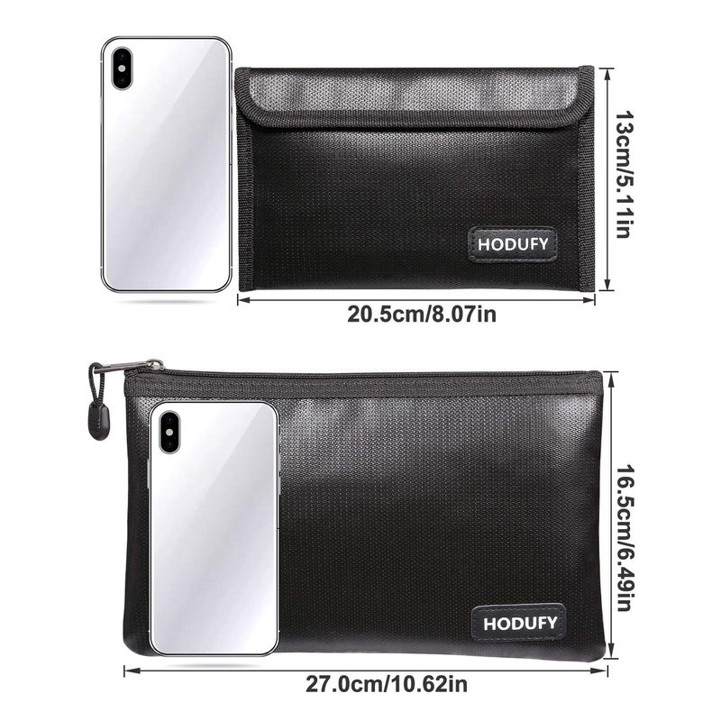 Hodufy Fireproof Money Bag - 10.6"x6.7" & 5"x8" Small Fireproof Bags, Bank Deposit & Passport Safe Storage Envelope - Image 1