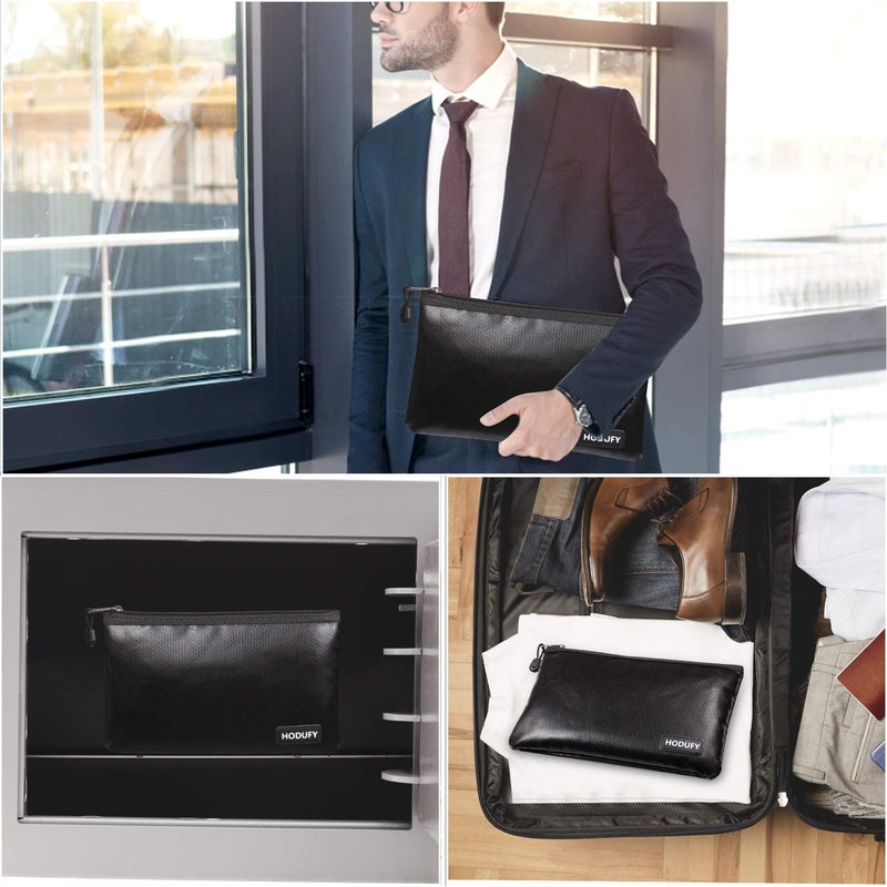 Hodufy Fireproof Money Bag - 10.6"x6.7" & 5"x8" Small Fireproof Bags, Bank Deposit & Passport Safe Storage Envelope - Image 2