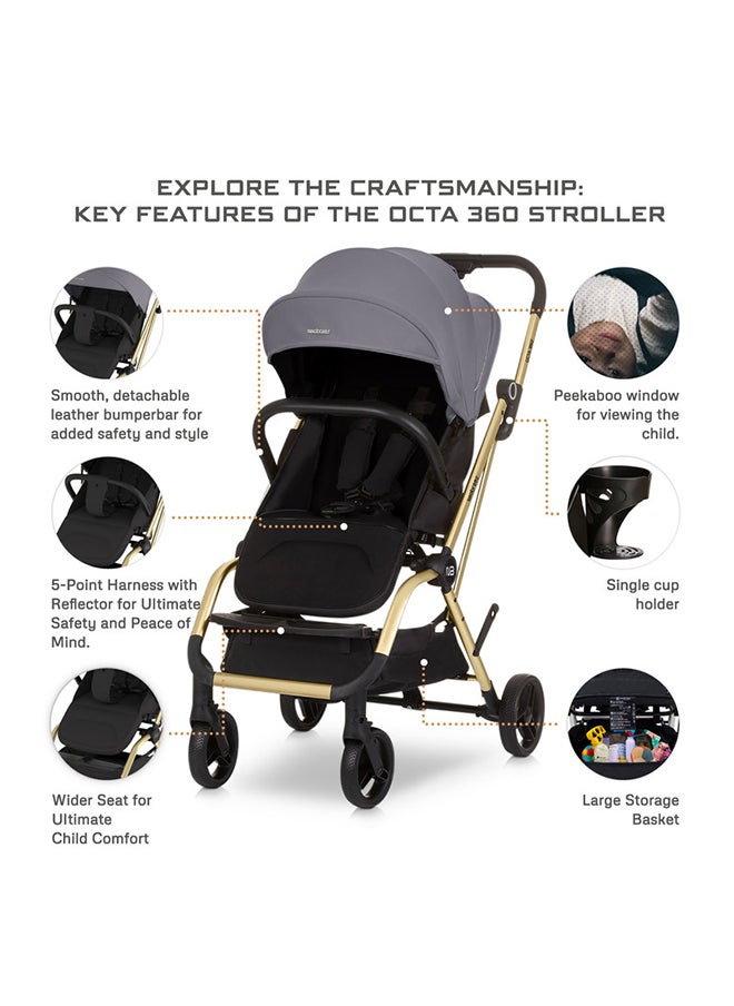 neobreez OCTA 360° Rotating Seat Baby Toddler Stroller One-Hand Fold, Waterproof UPF 50+ Canopy, Phone Holder, Cup Holder, Toy Strap, Reflective stickers,  Gift And String Bag, 0-4 Years, 22kg, 3yrs Warranty  - Image 5