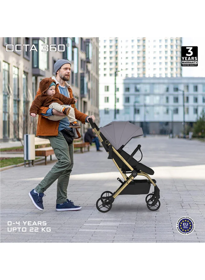 neobreez OCTA 360° Rotate Seat Lightweight Compact Travel Toddler Baby Stroller,  Reversible Handle Baby Trolley, Two-Way Baby Stroller, One-Hand Fold, Waterproof UPF 50+ Canopy, 0-4 Yrs, 22kg,  3yrs Warranty