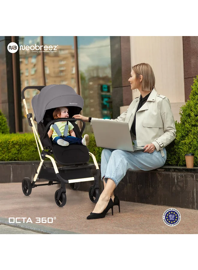 neobreez OCTA 360° Rotate Seat Lightweight Compact Travel Toddler Baby Stroller,  Reversible Handle Baby Trolley, Two-Way Baby Stroller, One-Hand Fold, Waterproof UPF 50+ Canopy, 0-4 Yrs, 22kg,  3yrs Warranty
