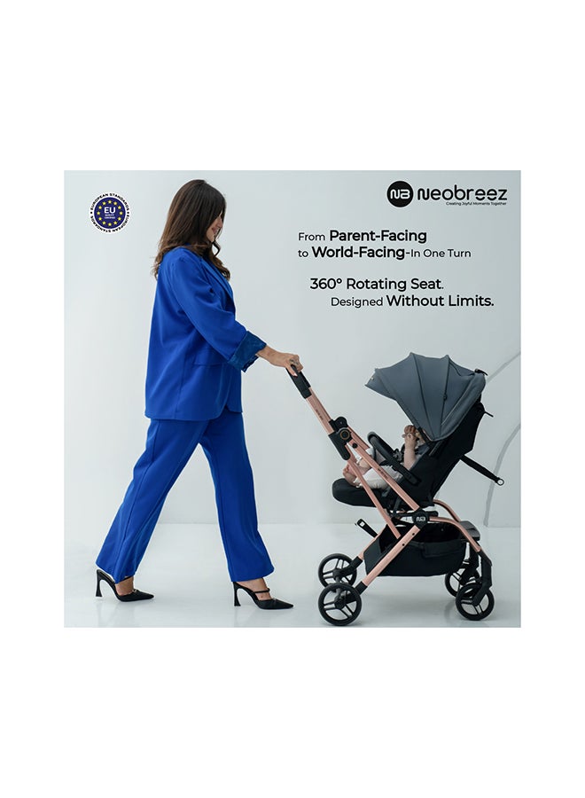 neobreez OCTA 360° Rotate Seat Lightweight Compact Travel Toddler Baby Stroller,  Reversible Handle Baby Trolley, Two-Way Baby Stroller, One-Hand Fold, Waterproof UPF 50+ Canopy, 0-4 Yrs, 22kg,  3yrs Warranty - Image 3