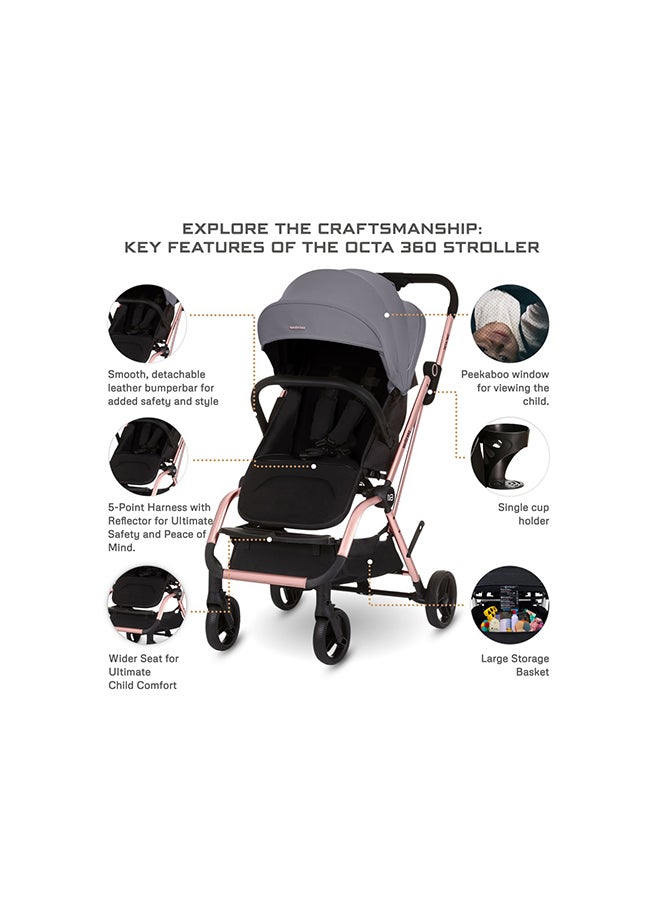 neobreez OCTA 360° Rotate Seat Lightweight Compact Travel Toddler Baby Stroller,  Reversible Handle Baby Trolley, Two-Way Baby Stroller, One-Hand Fold, Waterproof UPF 50+ Canopy, 0-4 Yrs, 22kg,  3yrs Warranty - Image 5