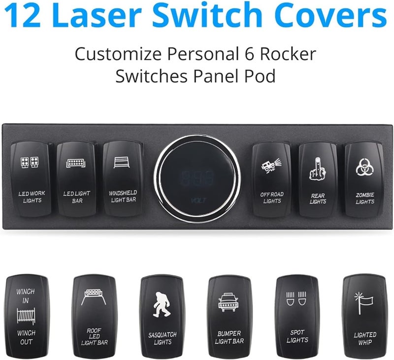 QASULER 6 Rocker Switch Panel for Jeep Wrangler JK JKU - Image 2