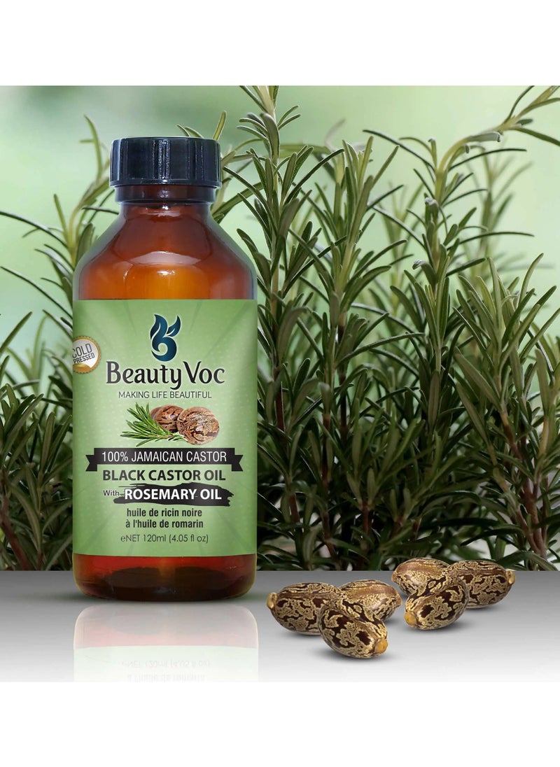 BEAUTY VOC Jamaican Black Castor Oil Infused with Rosemary Extracts for Hair Growth, Strengthen Follicles, and Reduce Breakage for Thicker, Healthier Hair, Deep Hydration for a Radiant Complexion, 120ml  - Image 2