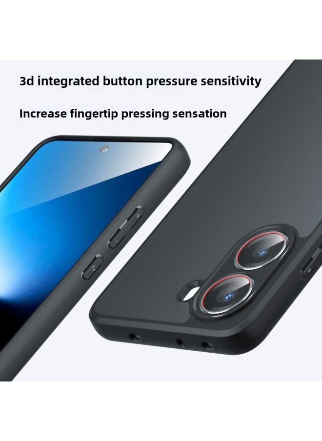 For Red Rice Tubro4 Mobile Phone Case Frosted Skin-friendly PocoF7Pro Qijia Airbag Protective Case PocoX7-Color:Strange Armor-matte Black-Applicable Models:Redmi K80 5g/poco F7 Pro (precision Hole)