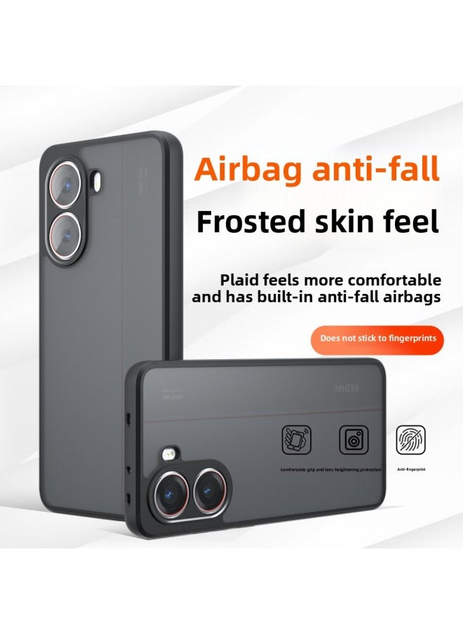 For Red Rice Tubro4 Mobile Phone Case Frosted Skin-friendly PocoF7Pro Qijia Airbag Protective Case PocoX7-Color:Strange Armor-matte Black-Applicable Models:Redmi K80 5g/poco F7 Pro (precision Hole)