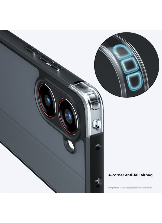 For Red Rice Tubro4 Mobile Phone Case Frosted Skin-friendly PocoF7Pro Qijia Airbag Protective Case PocoX7-Color:Strange Armor-matte Black-Applicable Models:Redmi K80 5g/poco F7 Pro (precision Hole)