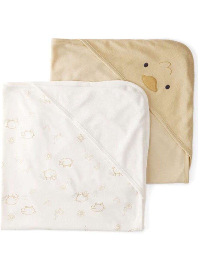 carter's Baby Hooded Towel (2-pk Yellow/Ivory) - Image 1