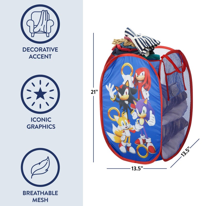 Idea Nuova Sonic the Hedgehog Pop Up Hamper with Durable Carry Handles for Laundry, Nursery, Storage, 21'' H x 13.5'' W X 13.5'' L - Image 2