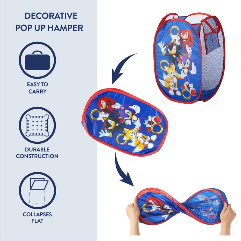 Idea Nuova Sonic the Hedgehog Pop Up Hamper with Durable Carry Handles for Laundry, Nursery, Storage, 21'' H x 13.5'' W X 13.5'' L - Image 3