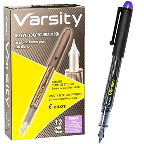 Pilot Varsity Disposable Fountain Pens, Purple Ink, Dozen Box - Image 4