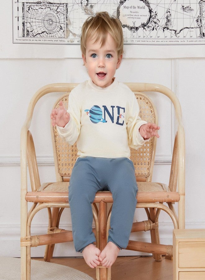 Pudcoco Toddler Baby Boys First Birthday Outfit 1st Birthday Space One Sweatshirt and Jogger Pants Set (Blue, 12-18 Months) - Image 2