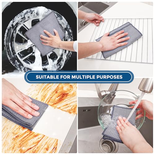 Forggon 10 Pcs New Upgrade 3-Layer Non Scratch Wire Dishcloth,Wire Dishwashing Rag, Non-Scratch Wire Dishwashing Rags for Wet and Dry, Kitchen Cleaning Dish Rags for Cookware,Sinks, Dishes, Stove - Image 5