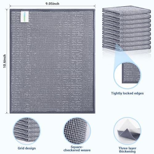 Forggon 10 Pcs New Upgrade 3-Layer Non Scratch Wire Dishcloth,Wire Dishwashing Rag, Non-Scratch Wire Dishwashing Rags for Wet and Dry, Kitchen Cleaning Dish Rags for Cookware,Sinks, Dishes, Stove - Image 2
