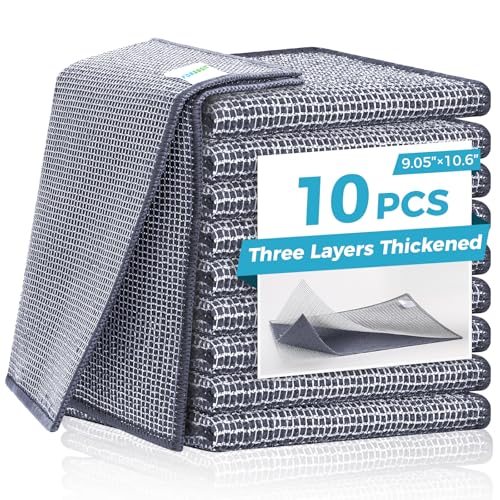 Forggon 10 Pcs New Upgrade 3-Layer Non Scratch Wire Dishcloth,Wire Dishwashing Rag, Non-Scratch Wire Dishwashing Rags for Wet and Dry, Kitchen Cleaning Dish Rags for Cookware,Sinks, Dishes, Stove - Image 1